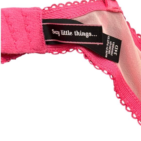 Victoria's Secret Sexy Little Things Pink Black Babydoll Maid Apron Push Up 34D - Picture 5 of 8